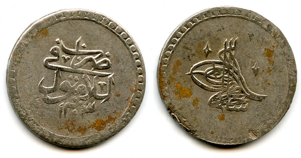 Silver 2-piastres (ikilik), RY10 (1798), Selim III (1789-1807), Ottoman Empire (KM 504)