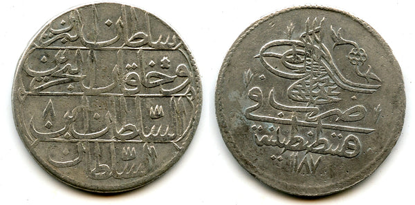 Silver zolota, RY8 (1781), Abdul Hamid (1774-89), Ottoman Empire (KM 398)