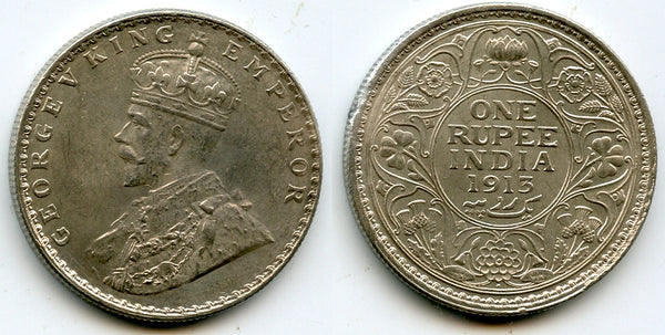 Silver rupee in the name of George V, 1913, India