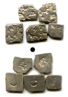 Lot of 5 nicer silver drachms (karshapanas), 200s BC, Mauryan Empire, India