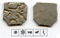 Rare silver drachm, Nanda and his sons (ca.345-323 BC), Magadha, India - G/H #362