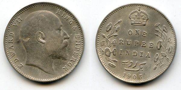 Silver rupee in the name of Edward VII, 1906, British India