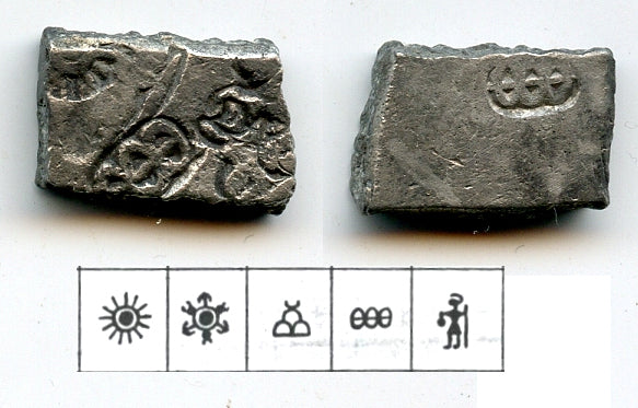 Silver karshapana, c.185-150 BC, Sunga Kingdom, Malwa, India (G/H 613)