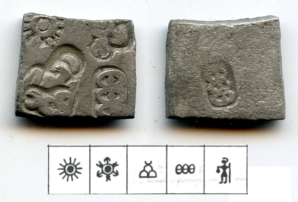 Silver karshapana, c.185-150 BC, Sunga Kingdom, Malwa, India (G/H 613)