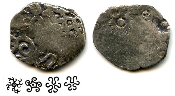 Rare silver vimshatika, Kashi Janapada under Kasala (c.525-475 BC), India (R-857)