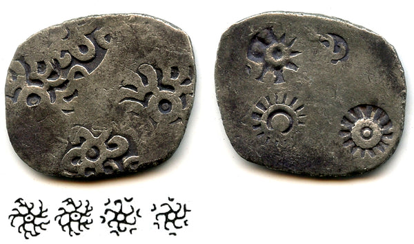 Rare silver vimshatika, Kashi Janapada under Kasala (c.525-475 BC), India (R-793)