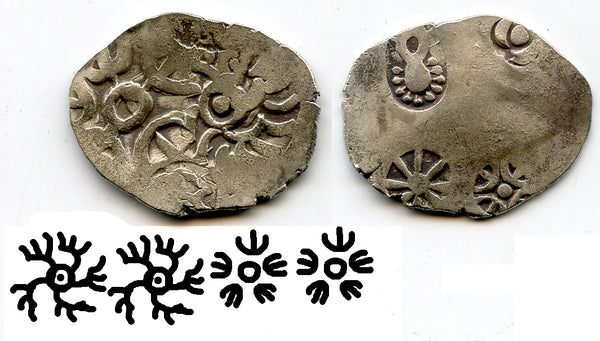 Rare silver vimshatika, Kashi Janapada under Kasala (c.525-475 BC), India (R-798 var.)