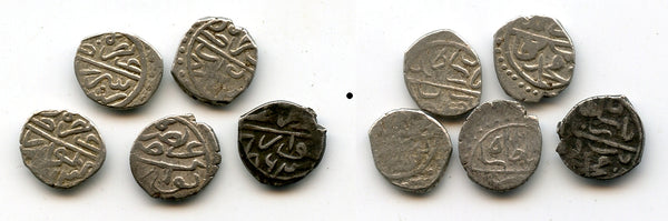 Lot of 5 unsorted silver akce of Bayezid II (1481-1512), Ottoman Empire