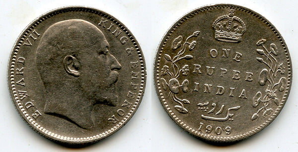 Silver rupee in the name of Edward VII, 1909, British India
