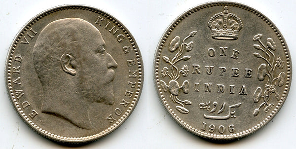 Silver rupee in the name of Edward VII, 1906, British India