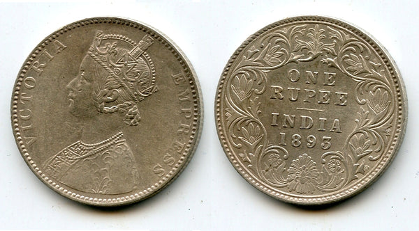 Silver rupee of Queen Victoria as Empress, British India, 1893, type AI