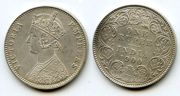 Silver rupee of Queen Victoria as Empress, British India, 1900, type AI