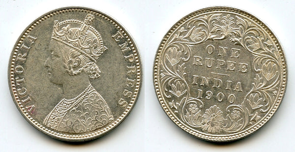 Silver rupee of Queen Victoria as Empress, British India, 1900, type AI
