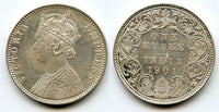 Silver rupee of Queen Victoria as Empress, British India, 1901, type AI