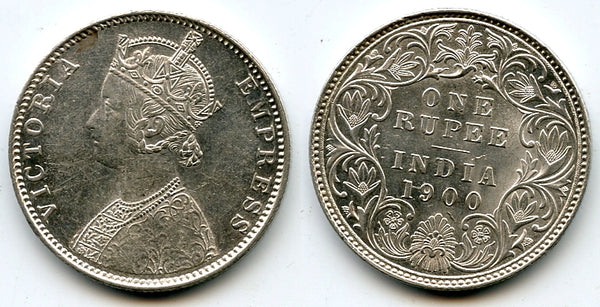 Silver rupee of Queen Victoria as Empress, British India, 1900, type AI