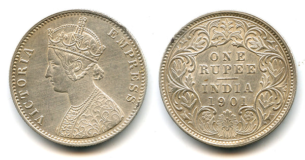 Silver rupee of Queen Victoria as Empress, British India, 1901, type C1