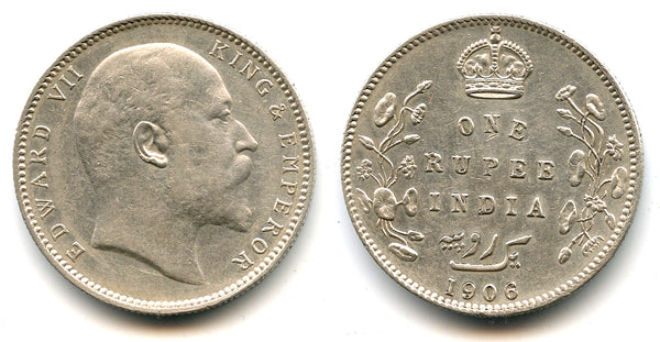 Silver rupee in the name of Edward VII, 1906, British India
