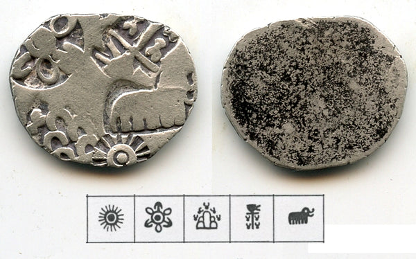 Silver karshapana, Nanda period (c.345-323 BC), Magadha, India (G/H #464)