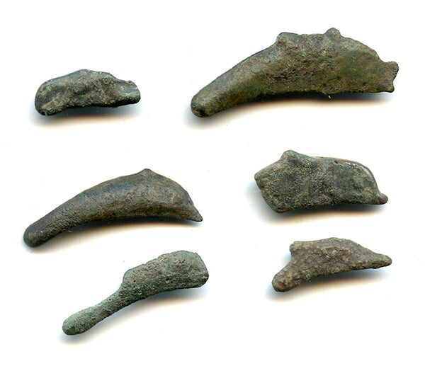 Lot of 6 ancient dolphin-shaped coins, Olbia, Sarmatia, 500-350 BC, Greece
