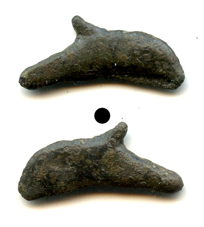 Ancient AE20 dolphin-shaped coin, Olbia, Sarmatia, 500-350 BC, Greece