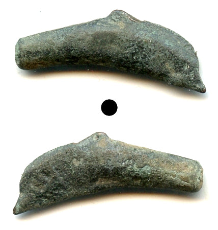 Ancient AE23 dolphin-shaped coin, Olbia, Sarmatia, 500-350 BC, Greece