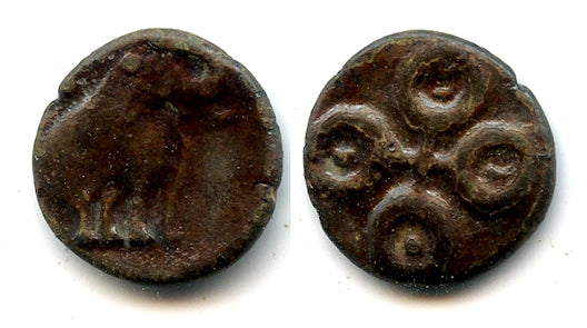 Potin karshapana (drachm), Satakarnis (c.70 BC - 200 AD), Satavahana Empire, India