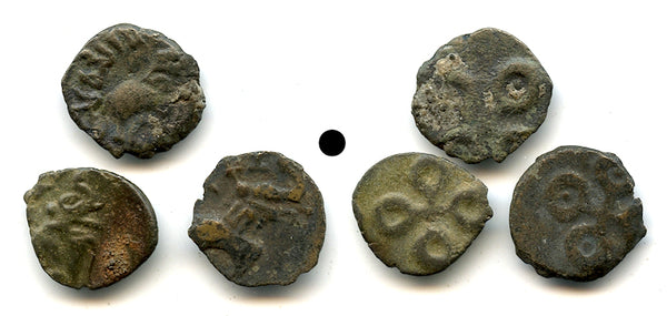 Lot of 3 potin karshapanas, Satakarnis (c.70 BC - 200 AD), Satavahana Empire, India