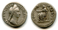 Scarce CONCORDIA silver denarius, Sabina (d.136 CE), Roman Empire (RIC 399)
