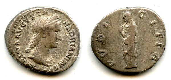 Scarce PVDICITIA silver denarius, Empress Sabina (d.136 CE), Rome, Roman Empire (RIC 407)