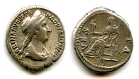 Scarce VESTA silver denarius, Sabina (d.136 CE), Roman Empire (RIC 410)