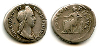 Scarce CONCORDIA w/Spes silver denarius, Sabina (d.136 CE), Roman Empire (RIC 398)