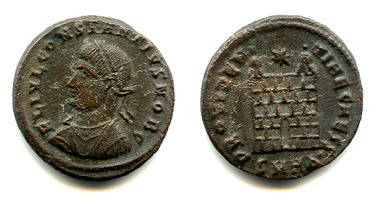 Camp-gate follis of Constantius II (337-361 AD), Heraclea, Roman Empire  (RIC 84)
