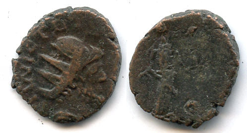 Ancient barbarous antoninianus of Victorinus (struck ca.270-280 AD), hoard coin from France