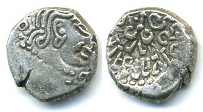 Silver drachm of King Kumaragupta I (414-455 AD), Western provinces Garuda type, Gupta Empire