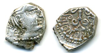 Silver drachm of King Kumaragupta I (414-455 AD), Western provinces Garuda type, Gupta Empire