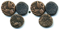 Lot of 3 quality bronze drachms, various rulers, 12th-16th centuries, Kangra Kingdom, India