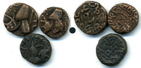 Lot of 3 quality bronze drachms, various rulers, 12th-16th centuries, Kangra Kingdom, India