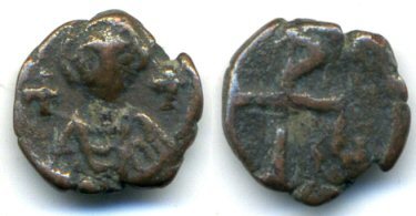 Rare AE nummus of Justinian I (527-565 AD), Carthage, Byzantine Empire