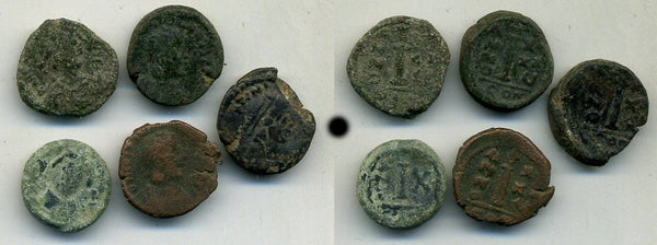 Lot of 5 various 6th-7th century decanummii, Byzantine Empire. Nice coins!
