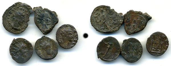 Lot of 5 good quality ancient barbarous antoniniani (radiates), minted in 270's AD, hoard coin from France