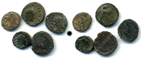 Lot of 5 good quality ancient barbarous antoniniani (radiates), minted in 270's AD, hoard coin from France