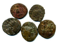 Lot of 5 good quality ancient barbarous antoniniani (radiates), minted in 270's AD, hoard coin from France