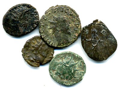 Lot of 5 good quality ancient barbarous antoniniani (radiates), minted in 270's AD, hoard coin from France