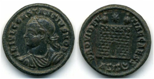 Interesting camp-gate error follis of Constantius II as Caesar (317-337 AD), Siscia mint, Roman Empire - with "CAESAR" omitted