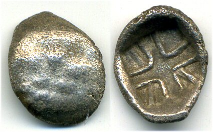 Celtic imitation of a silver hemidrachm from Parion, Mysia (5th century BC)