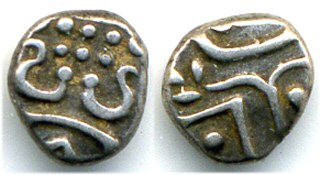 Silver fanam (chuckram), Travancore Kingdom, 1700's-1800's, Southern India