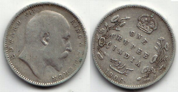 Silver rupee in the name of Edward VII, 1906, British India