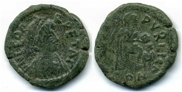 VERY rare large AE2 of Leo (457-474 AD) w/SALVS RPVRLICA, Cherson mint, Roman Empire (RIC 660)