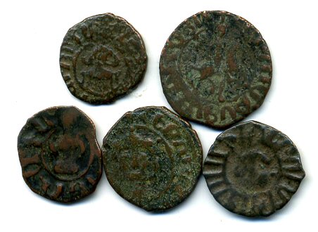 Lot of 5 various medieval Cilician Armenian coins, 13th-14th century