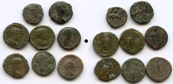Lot of 8 various limes denarii, early 3rd century AD, Danubian frontier of the Roman Empire